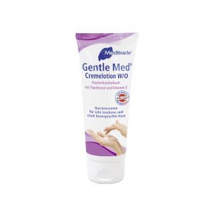 Das Bild zeigt eine 100 ml Tube mit Gentle Med® Cremelotion W/O von Meditrade